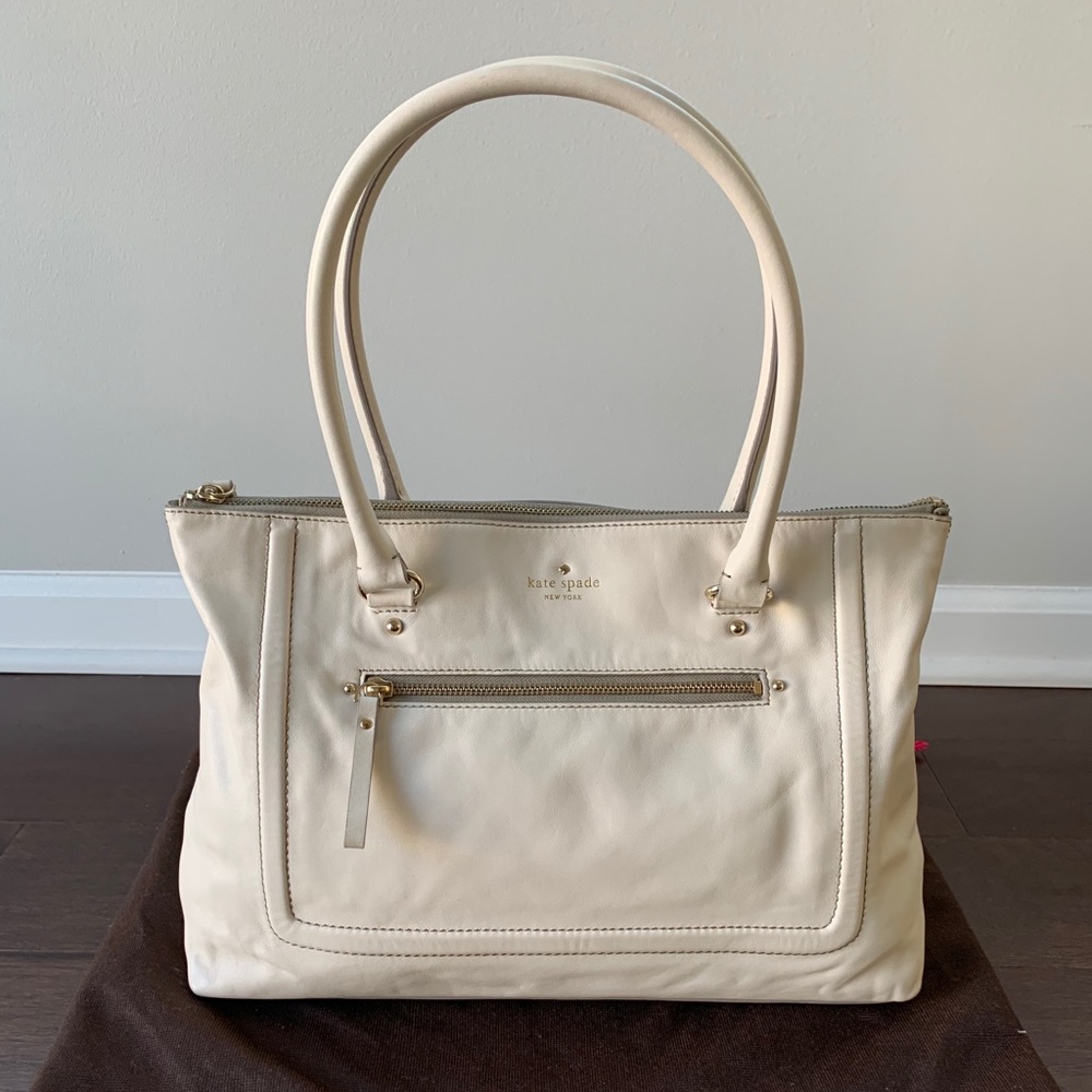 Kate Spade white leather tote bag